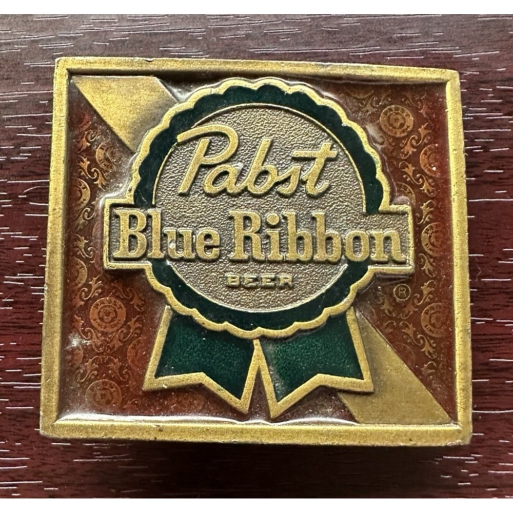 1975 Pabst Blue Ribbon Beer Belt Buckle Bergamot Brass Works USA Vintage